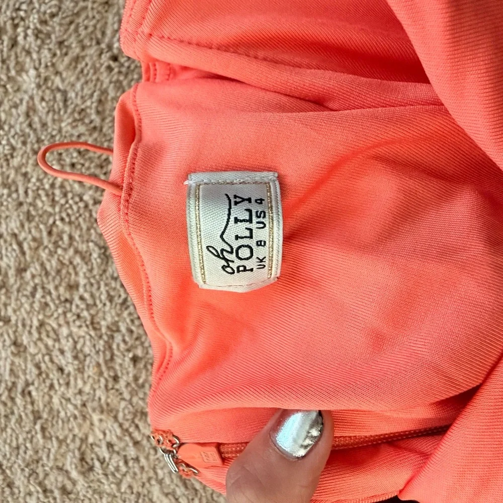 Oh Polly Coral Ruched Sweetheart Dress - Picture 3 of 6